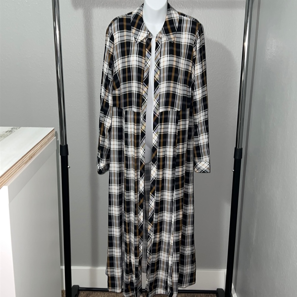 Torrid Black Plaid Duster Top Size 1